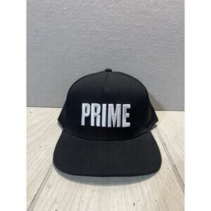 Prime Hydration Hat Drink Black Embroidered Raised White Logo SnapBack